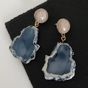 Big Acrylic Blue Drop Earrings